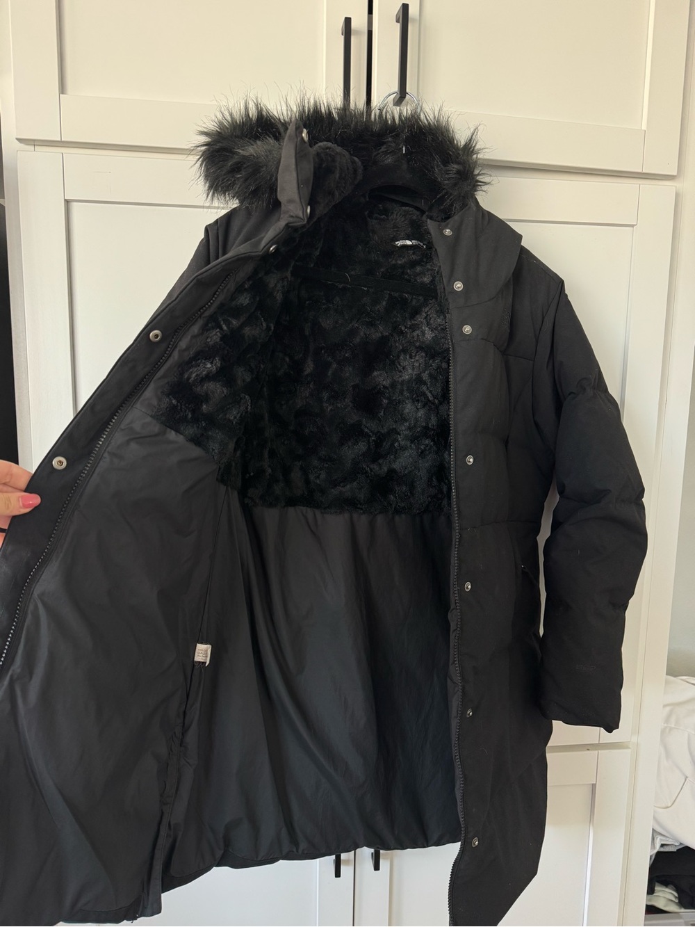 Black North Face 550 Puffer Mid Parka Jacket - Picture 4 of 7